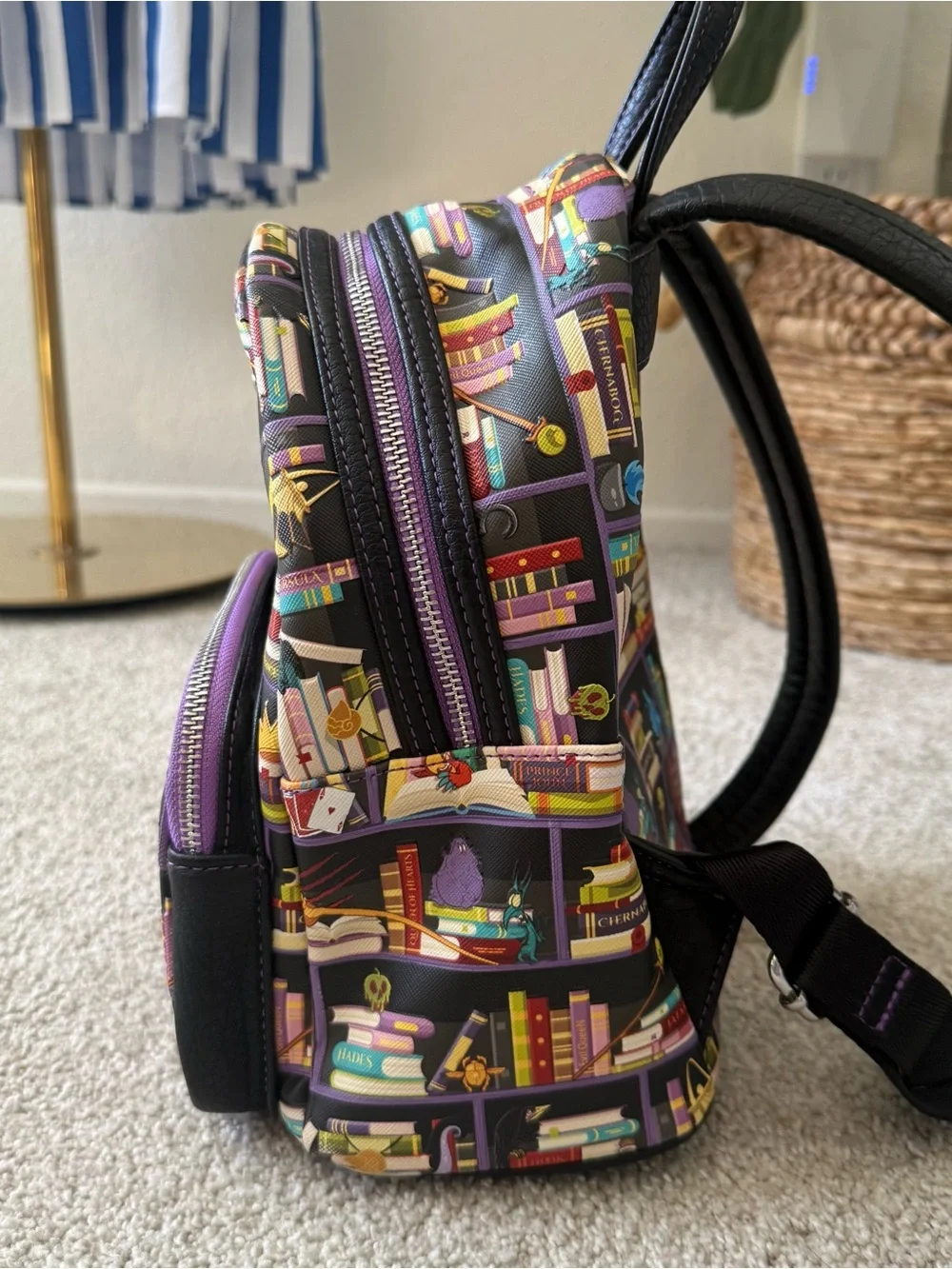Loungefly Disney Villains Bookshelf Print Mini Backpack Multicolor